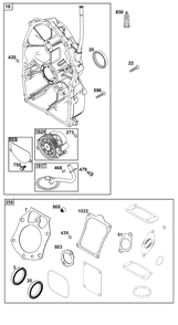 Crankcase Cover/Sump Group Diagram and Parts List for 61A277-0100-J1  Briggs and Stratton Engine